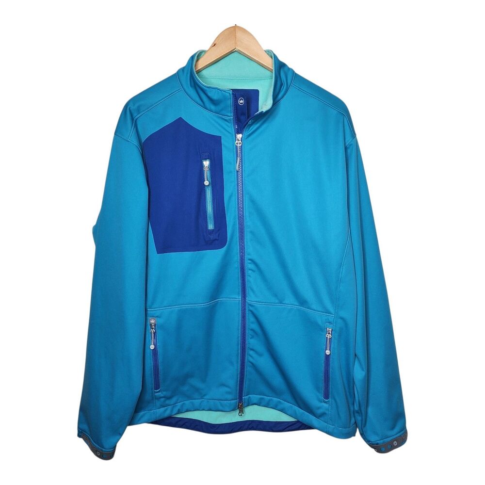Peter Millar Gale force Jacket Soft Shell Golf Full Zip Blue Mens Large